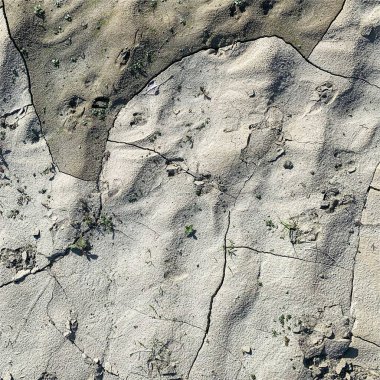 Çatlak yeryüzü arka planı. Toprak yüzeyinde çatlaklar var. Çamur çatlakları.