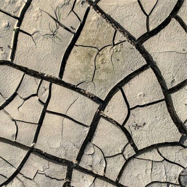 Çatlak yeryüzü arka planı. Toprak yüzeyinde çatlaklar var. Çamur çatlakları.