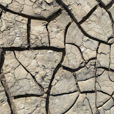 Çatlak yeryüzü arka planı. Toprak yüzeyinde çatlaklar var. Çamur çatlakları.