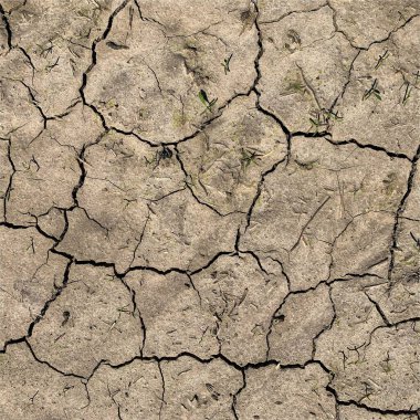 Çatlak yeryüzü arka planı. Toprak yüzeyinde çatlaklar var. Çamur çatlakları.