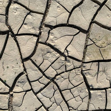Çatlak yeryüzü arka planı. Toprak yüzeyinde çatlaklar var. Çamur çatlakları.
