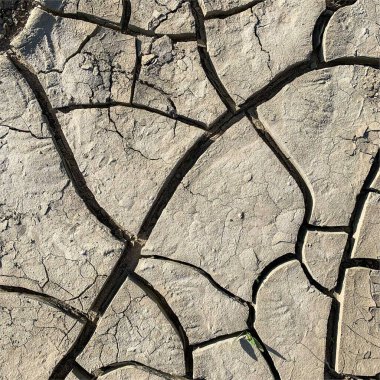 Çatlak yeryüzü arka planı. Toprak yüzeyinde çatlaklar var. Çamur çatlakları.