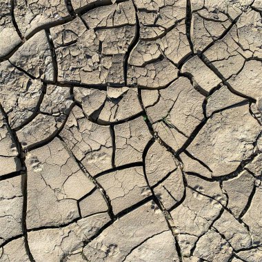 Çatlak yeryüzü arka planı. Toprak yüzeyinde çatlaklar var. Çamur çatlakları.