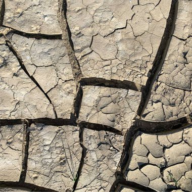 Çatlak yeryüzü arka planı. Toprak yüzeyinde çatlaklar var. Çamur çatlakları.