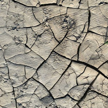 Çatlak yeryüzü arka planı. Toprak yüzeyinde çatlaklar var. Çamur çatlakları.