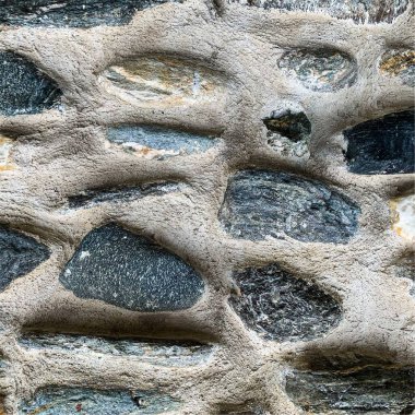 Eski taş duvar arka planı. Taş zemin