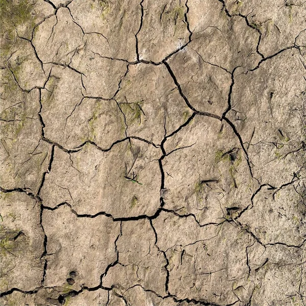 Gebarsten Aarde Achtergrond Droge Ondergrond Met Scheuren Spatscheuren — Stockfoto