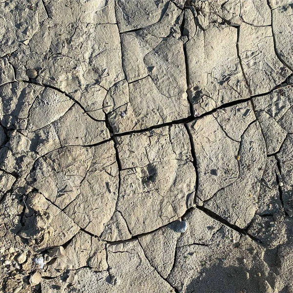 破壊された地球の背景 亀裂と乾燥した地面の表面 泥割れ — ストック写真