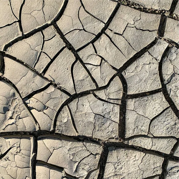 Ραγισμένη Ξηρή Επιφάνεια Ρωγμές Ρωγμές Λάσπης — Φωτογραφία Αρχείου