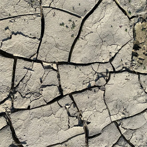 Fond Terre Fissuré Surface Sol Sèche Avec Fissures Fissures Boue — Photo