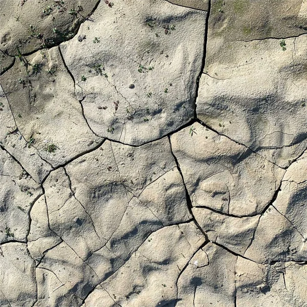 Çatlak yeryüzü arka planı. Toprak yüzeyinde çatlaklar var. Çamur çatlakları.