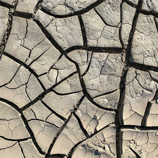 Gebarsten Aarde Achtergrond Droge Ondergrond Met Scheuren Spatscheuren — Stockfoto