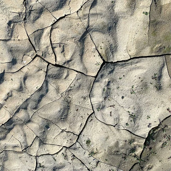 Çatlak yeryüzü arka planı. Toprak yüzeyinde çatlaklar var. Çamur çatlakları.