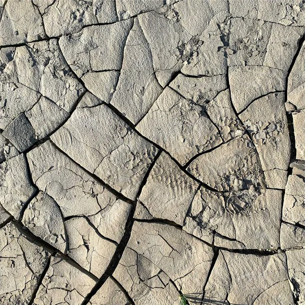 Gebarsten Aarde Achtergrond Droge Ondergrond Met Scheuren Spatscheuren — Stockfoto