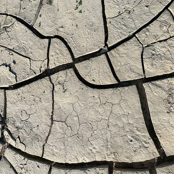Çatlak yeryüzü arka planı. Toprak yüzeyinde çatlaklar var. Çamur çatlakları.