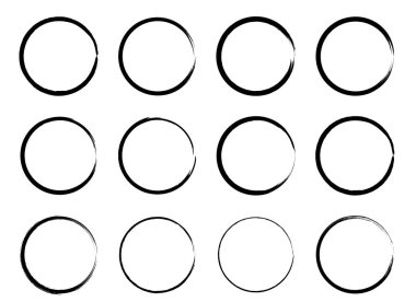 Siyah grunge daire fırçası. Mürekkep çerçeve çizimi