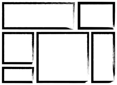 Siyah grunge kare fırçası. Dikdörtgen çerçeve. Vektör seti