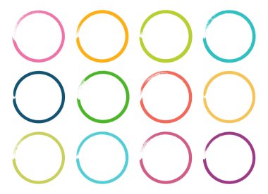 Renkli grunge daire fırçası. Mürekkep çerçeve çizimi