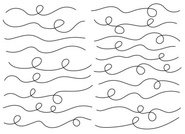 El çizimi kıvrımlı çizgi şekli. Eğri çizgi simgesi koleksiyonu. Vektör illüstrasyonu beyaz arkaplanda izole edildi