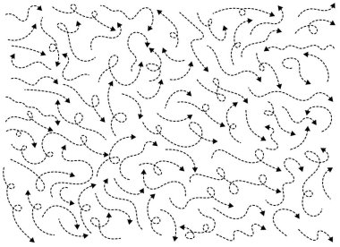 Elle çizilmiş ok şekli. Eğri ok hattı. Ok simgesi koleksiyonu. Vektör illüstrasyonu beyaz arkaplanda izole edildi