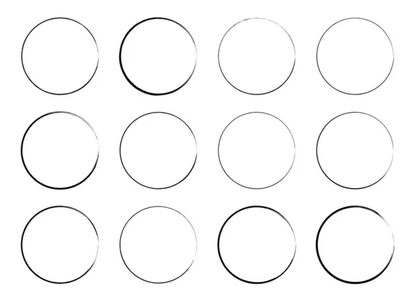 Black Grunge Circle Brush Ink Frame Set Vector Illustration — Stockvector