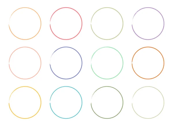 Colored grunge circle brush. Ink frame set vector illustration