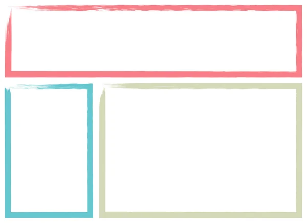 Кольорова Гранжева Квадратна Щітка Прямокутна Рамка Векторний Набір — стоковий вектор