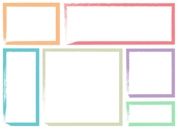 Colored Grunge Square Brush Rectangular Frame Vector Set — Διανυσματικό Αρχείο