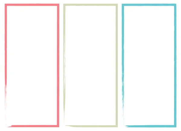 Colored Grunge Square Brush Rectangular Frame Vector Set — Stockvector