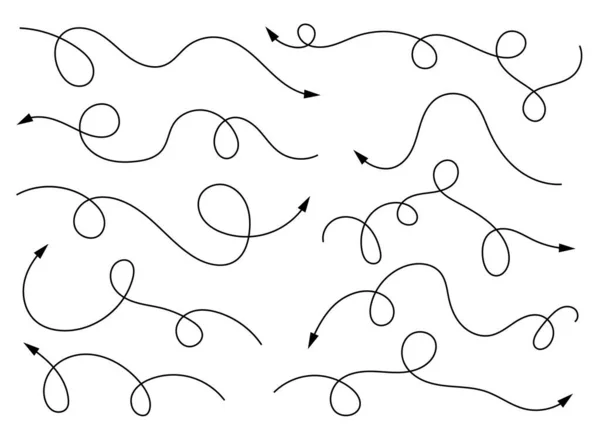 Hand drawn curved arrow shape. Arrow line. Arrow icon set