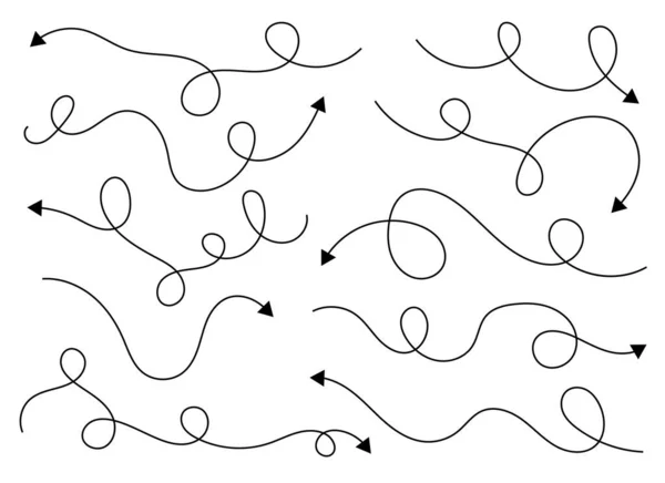 Hand drawn curved arrow shape. Arrow line. Arrow icon set