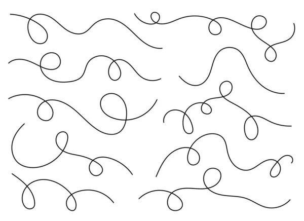 Hand Drawn Curved Line Shape Curved Line Icon Collection Vector — Διανυσματικό Αρχείο