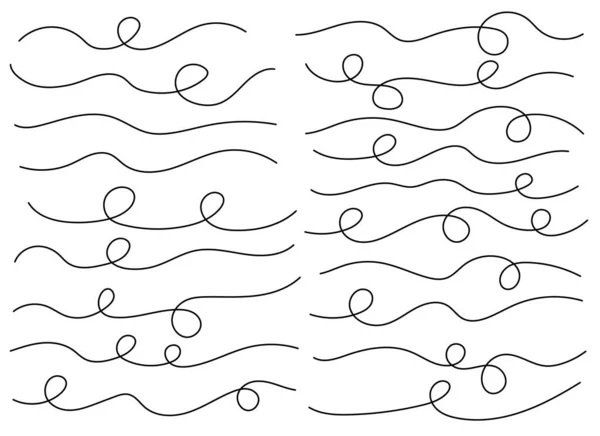 Hand Drawn Curved Line Shape Curved Line Icon Collection Vector — Vettoriale Stock