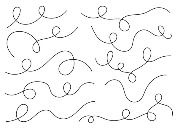 Hand Drawn Curved Line Shape Curved Line Icon Collection Vector — Vettoriale Stock