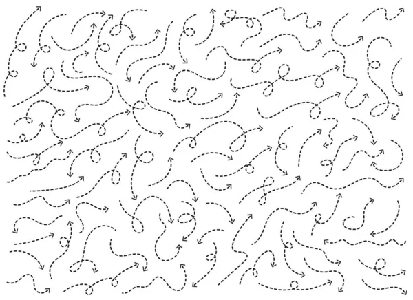 Forma Seta Pontilhada Desenhada Mão Linha Seta Curva Coleção Ícones — Vetor de Stock