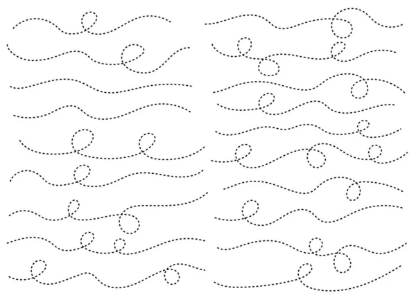 Hand Drawn Dotted Curved Line Shape Curved Line Icon Collection — Vettoriale Stock