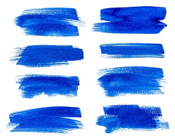 Set of blue paintbrush. Ink stroke brush. Vector illustration isolated on white