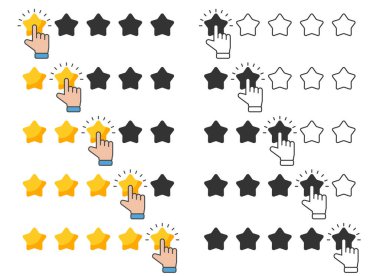 Customer feedback review. Hand give star rating. Rating or service evaluation