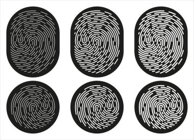 Fingerprint identification symbol icon set in flat style. Security authentication. Vector illustration isolated on white