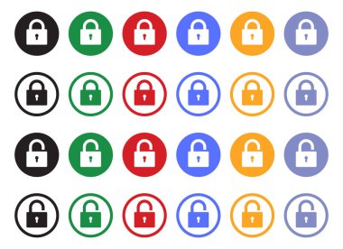 Opened and closed padlock icon in flat style. Lock vector illustration. Security check sign