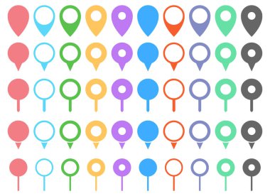Konum işaretçisi simge vektör seti. GPS konum kodu