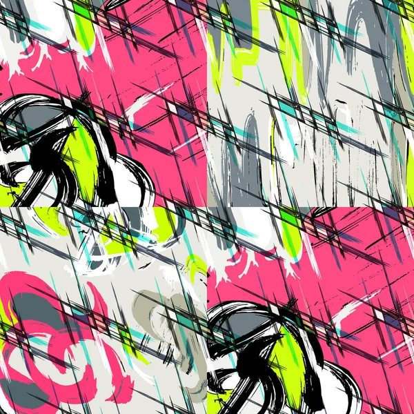 Geometrická Abstraktní Barevný Vzor Graffiti Stylu Kvalitní Vektorové Ilustrace Pro — Stockový vektor