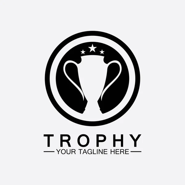 Trophy Vektor Logo Icon Champions Trophäe Logo Symbol Für Winner — Stockvektor