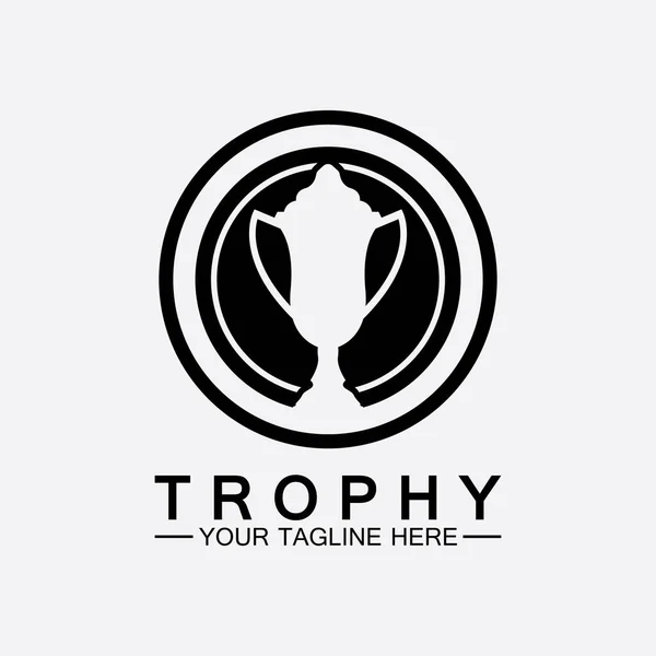 Ganimet Vektör Logosu Kazanan Logo Şablonu Için Şampiyonlar Kupa Logosu — Stok Vektör