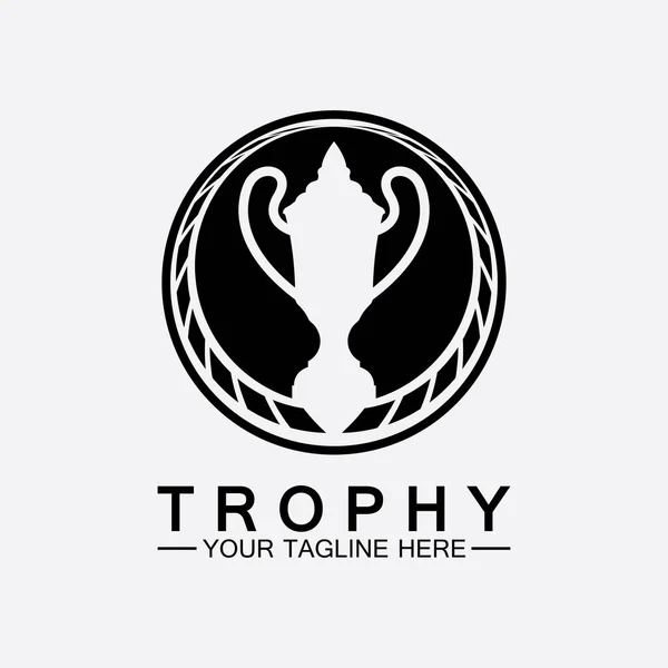 Trophy Vektor Logo Icon Champions Trophäe Logo Symbol Für Winner — Stockvektor