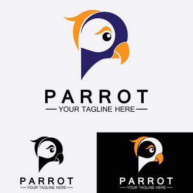 Papağan logo tasarım vektör şablonu