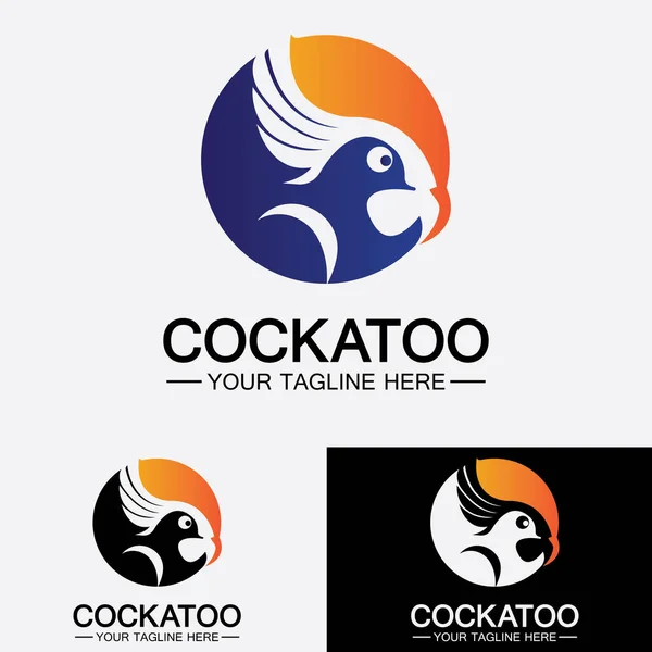 Cockatoo Parrot Bird Дизайн Векторного Шаблона Логотипа — стоковый вектор