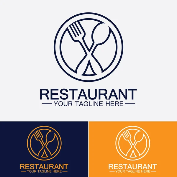 Logo Restaurant Avec Cuillère Icône Fourchette Concept Boissons Alimentaires Conception — Image vectorielle