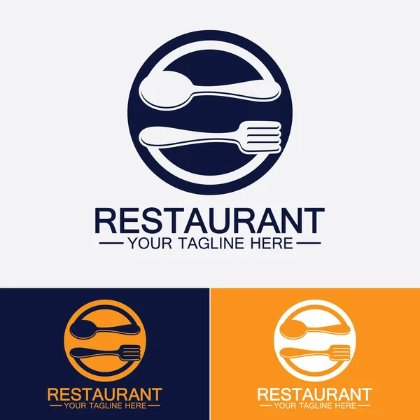 Logotipo Del Restaurante Con Cuchara Tenedor Icono Diseño Menú Concepto — Vector de stock