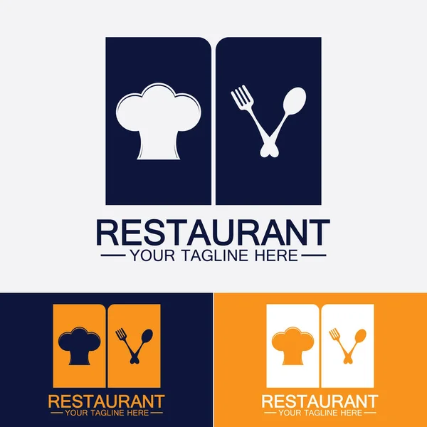 Logotipo Del Restaurante Con Cuchara Tenedor Icono Diseño Menú Concepto — Vector de stock